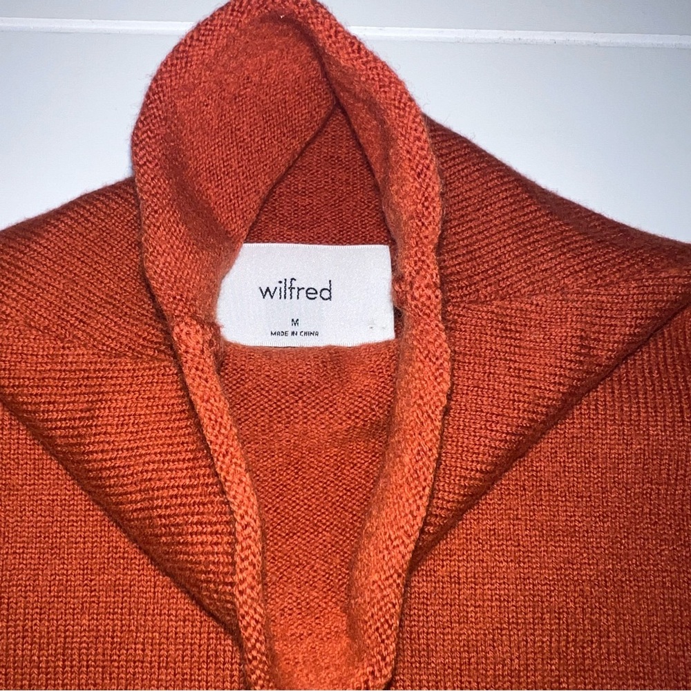 Aritzia Wilfred Cyprie Sweater 100% Merino Wool Burnt Orange Mock Turtleneck
